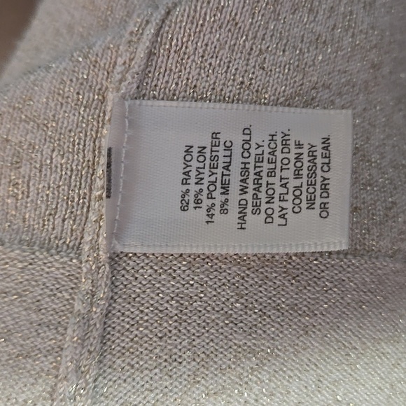 WHITE HOUSE BLACK MARKET Open Cardigan w/Tie Silver Metallic Short Length Sz Med - Picture 13 of 13